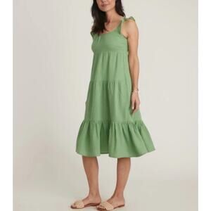Marine Layer Jude Flutter Sleeve Midi Dress Jade Sheen Green Women’s Medium $108
